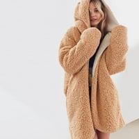 Fuzzy fleece jakne za žene kaputi zime otvoreni prednji kardigan topla šerpa jakna Fau fur dugačak kaput