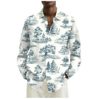 Feternalhawaiian majica za muškarce Ljeto tropsko tiskovsko uređeno dugme Donje majice s dugim rukavima
