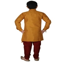 Proetska stil Dječja svilena indijska tradicionalna nosi Kurta setovi za dječake; -Mustard, 3 godine