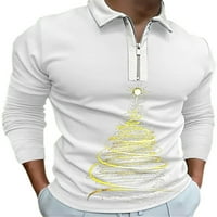Haite muns bluza s dugim rukavima božićni vrhovi prednji zip xmas polo majica za muškarce pulover rever-majice