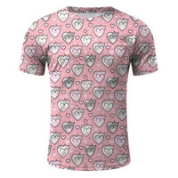 Muški modni casual dan zaljubljenih tiskani okrugli vrat kratkih rukava TOP bluza ružičasta m