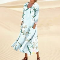 Feterrnalna haljina za žene Proljeće Boho Casual Haljina za modnu rukavu za odmor Velike veličine Maxi