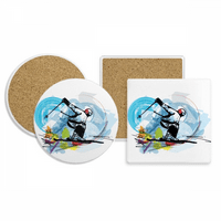 Zimske sportske sportaše Freestyle Skijaška ilustracija Coaster Cup HOLL HOLDER ABZONALNI KAMENT CORK BASE SET