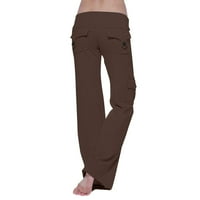 Duljina hlača Ispisan jesen Žene Vježbajte noge Stretch Struk dugme Pocket Yoga teretana Loatha hlače