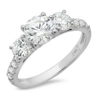CT sjajan okrugli rez pravi prirodni dijamant si1-si J-k 14k bijelo zlato Tro-kamena obećava vjenčana
