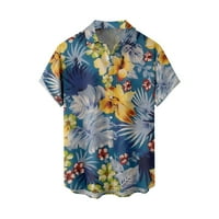 Apepal Muškarci Plaža Kratki rukav s majicama Ležerne prilike na Havajskim majicama u V-izrezu, žuta,