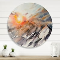 Art Demandart 'Veličanstveni zalazak sunca u planinama Pejzažni' tradicionalni metalni krug zida - disk