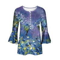 Sksloeeeeeeeeene bluze za žene Moderne cvjetne tunike tunike za nošenje sa ruhom ruhom, haljine Henley
