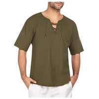Muške pamučne majice posteljina Ležerne prilike na plaži s kratkim rukavima V izrez joga vrhovi zelena