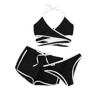 Tking modni ženski kupaći kupaći bikini set Solid Pleated push-up podstavljena gore mekana torba Split