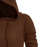 Ženska kapuljača plus veličina vintage ogrtač s niskim džemper bluza xxxxl - kafa
