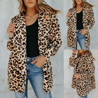 Sdjma ženska lagana vee kardigan džemper modni ženski leopard faux-krzno nejasno toplo zimsko preveliko