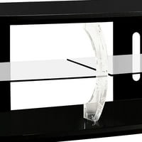60 Drveni TV stalak sa prostranom staklenom policom, crnom i čistom
