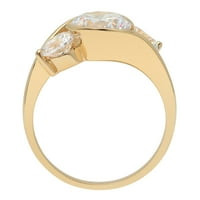3. CT sjajan okrugli rez pravi prirodni dijamant si1-si i-j 14k žuto zlato Tro-kamena Obećaj vjenčanja
