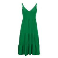 Dasayo Green Haljine za žene Ženske modne ljeto ljeto u boji V izrez rukava bez rukava za plažu