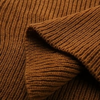 Hanzidakd Dukseri za žene Zimske jeseni dugi rukav Solid modni pletiv rame Pleteni džepni džemper na