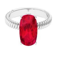 Laboratorija je stvorio ruby ​​solitaire prsten sa iznenađenjem Diamond - AAAA razreda, srebrna srebra,