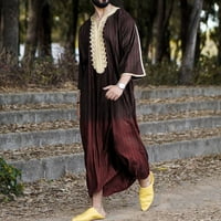 Muškarci Stripe Jubba Kaftan Dishrash Thobe Saudijska muslimanska odjeća Maxi Robe New Wine Crveno 2xL