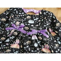 Binweede novorođenčad Halloween patchwork haljina, djevojke bundeve mačka s dugim rukavima okruglim