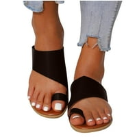 Ženske sandale za čišćenje moda minimalistički ravni toe toe široki sandale crne boje