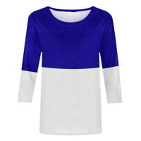 Ženska majica rukav patchwork bluza TEE boja blok Tunic vrhovi O-izrez Geometrijski uzorak Ters Bluzes