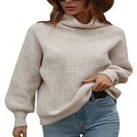 Žene Labavi pulover u boji Lade, Ležerne prilike Pleteni džemperi Baggy Chic High Cony Cony Jumper Tops