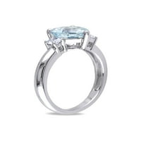Light aquamarine srčani prsten 2. Carat sa stvorenim bijelim safirom u srebru sterlinga