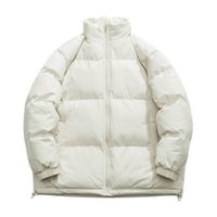 Muški zimski topli lopatica plišani čvrsti džepni kaput postolje ovratnik zipper fly jakna kaput muškarci