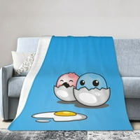Fleece bacajte pokrivač za kauč, smiješno slatko plavo jaje lagano plišano neizraženo ugodno prekrivač