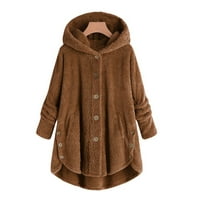 Veličina sayhi s kapuljačom zimska jakna za žene vrhovi kardigan plišana vuna labava plus dugme kabel