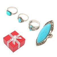 Vintage kameni prstenovi, kalaite različiti oblici Vintage nakit prstenovi stilski plavi za davanje poklona