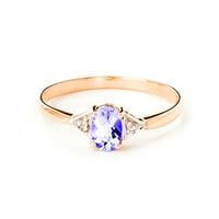 Galaxy Gold 14K pusni prsten sa ružama sa dijamantima i tanzanitom - veličina 5.5