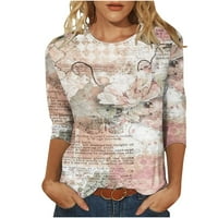 asdoklhq majice s dugim rukavima za žene, ženska tiskana majica na srednjim rukavima za bluzu u okruglom