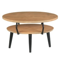 Mango Wood Oval stol za kavu sa otvorenom policom; Hrast smeđa i crna