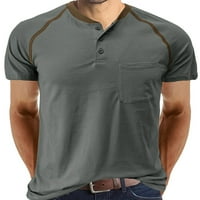 GroanOlook muškarci T majice Henley vrat ljetni vrhovi boja blok labav fit majica kratki rukav muns