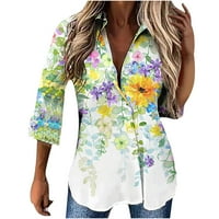 Kombinacije za dugme Žene Trendy Ležerne prilike Cvjetni vrhovi Rever Collared košulje bluze s dugim