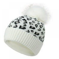 Zimske kape za žene za žene Slouchy Leopard životinjska pletena lubanja Vintage Cheetah Navlaka za glavu