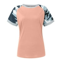 Kratki rukav za žene, ženska casual fasion solid boja O-izrez kratki rukav sa maskirnim tiskanim majicama