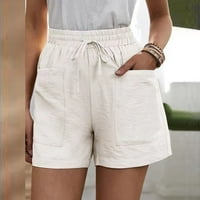 Ljetne kratke hlače za žene Elastične strukske džepove za izvlačenje vrećice casual kratke hlače Čvrsto