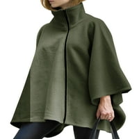 Cindysus ženska jakna dugi rukav kaput Poncho Outwear casual odmor puni zip kardigan zeleni 5xl