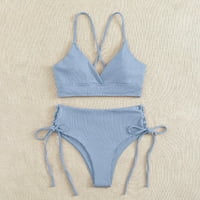 Cara Lady Women's Sexy Slim Fit tiskani split split bikini plus veličina kupaći kostim plavi l