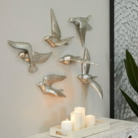 Studio Polistone Savremeni stil ptice Zidni dekor srebro