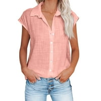 Košulja cherelella za žene vrhove modne čvrste boje The The Top ženska bluza s labavim majicom V-izrez
