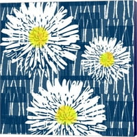 Bijelo cvijeće na plavoj boji LINDA WOODS, platna zidna umjetnost