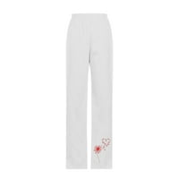 Sinimoko ženske pamučne pantalone casual labavi elastični struk Print Wide noga Capri pantalone