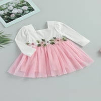 Biayxms Toddler Girls Princess Haljina dugih rukava Tulle Patchwork Spring haljina sa cvjetnim dekorom
