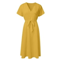 Ljetne haljine za žene duboko V izrez cvjetni haljina kratki rukav visok struk vezana za kratka haljinska