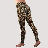 Absuyy Držite toplu leopard ispisane rastezanje mršavih modnih ležerskih zimskih joga hlače žute veličine