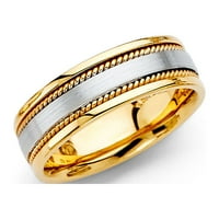 Čvrsti 14K žuti i bijeli zlatni vjenčani band užad rubnog prstena Udobnost Potpuno dva tona muške žene, veličine 9.5
