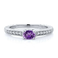 Gem kamen kralj sterling srebrni ljubičasti ametist i bijeli stvorili su sapphire ženski prsten za žene